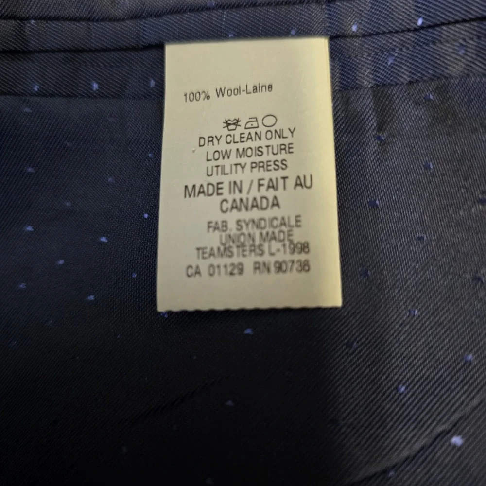 Calvin Klein Mens‎ Navy Blue Herringbone 100% Wool 3-Button Blazer Jacket Canada